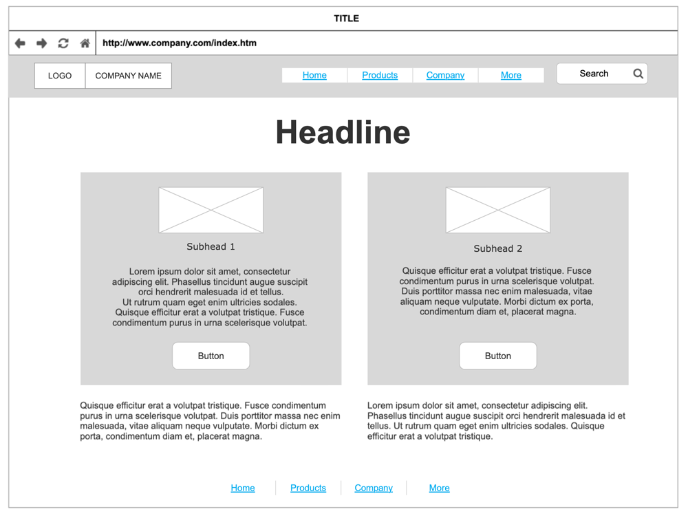 website wireframe